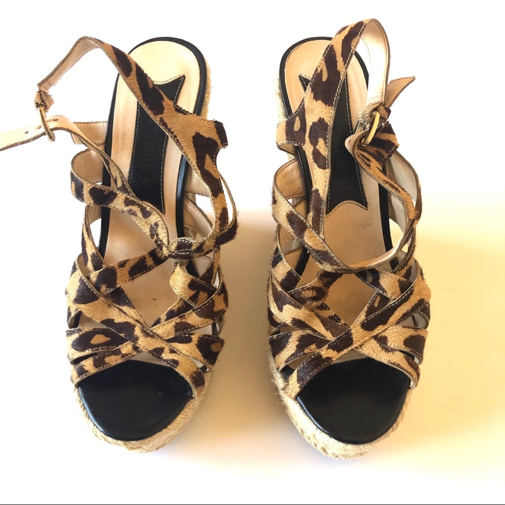 Boutique 9 tall wedges leopard print